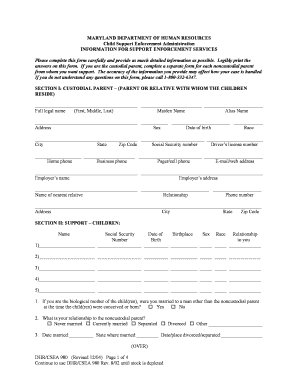 Maryland Child Support Enforcement Application