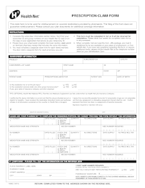 Health Net Prescription Claim Form