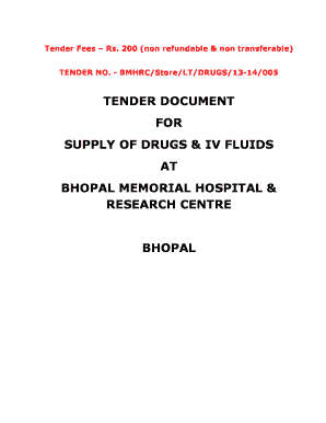 TENDER DOCUMENT FOR SUPPLY OF DRUGS amp IV FLUIDS AT BHOPAL - bmhrc