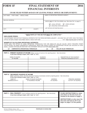 Florida Final Statement of Financial Interests Form 1F