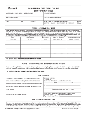 Florida Quarterly Gift Disclosure Form