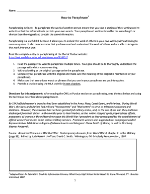Paraphrasing Assignment