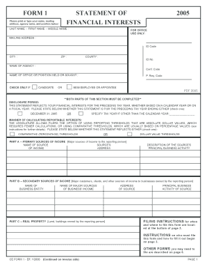 Statement of Financial Interests Form 1