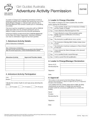 Girl Guides Australia Adventure Activity Permission