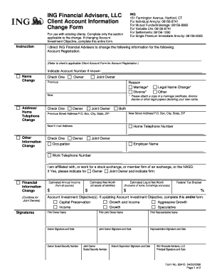 ING Financial Advisers Client Account Change Form