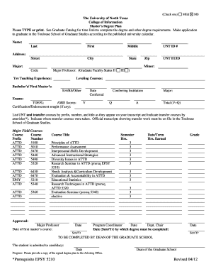 Master’s Degree Plan