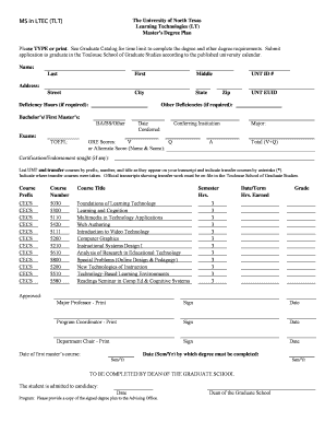University of North Texas Master’s Degree Plan