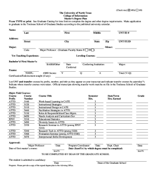 Master’s Degree Plan
