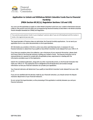 Application to Unlock British Columbia Funds Due to Financial Hardship