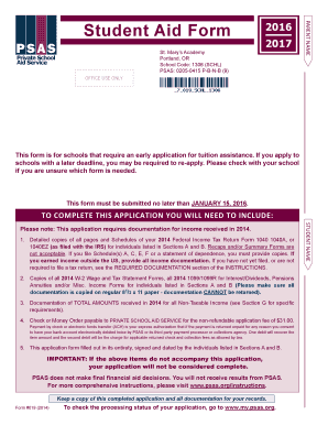Student Aid Form 2016-2017