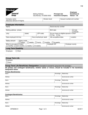 Principal Life Insurance Enrollment Waiver