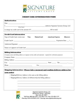 Credit Card Authorization Form