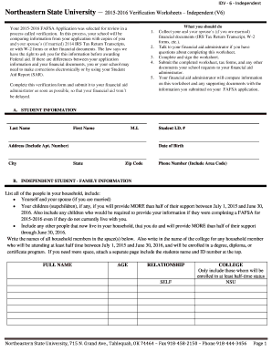 2015-2016 FAFSA Verification Worksheet
