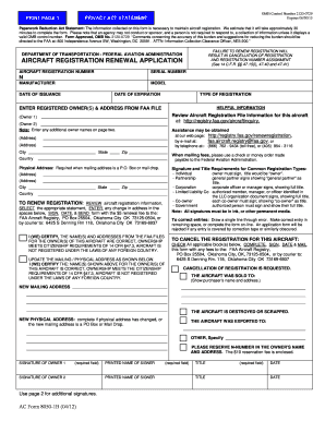 Aircraft Registration Renewal Application