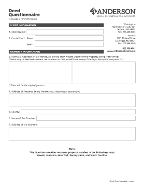 Deed Questionnaire