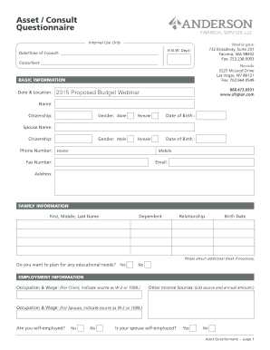 Asset Questionnaire