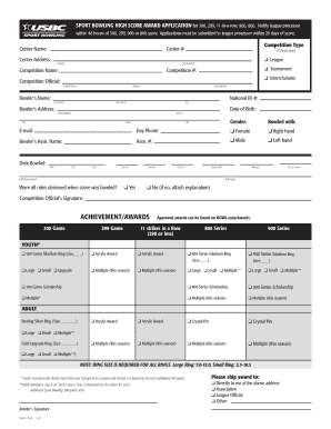 Sport Bowling High Score Award Application