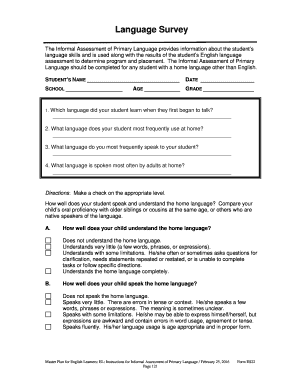 Language Survey Form ES22