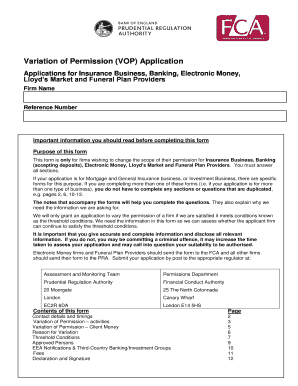 UK Variation of Permission Application