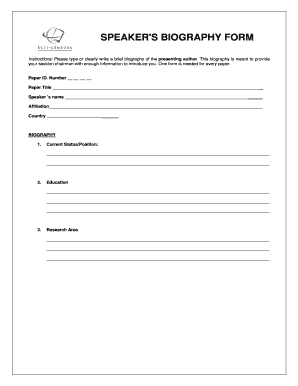Speaker's Biography Form