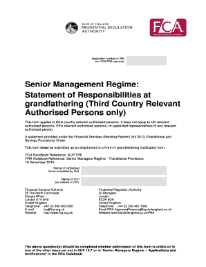 UK Senior Management Regime Statement of Responsibilities Form