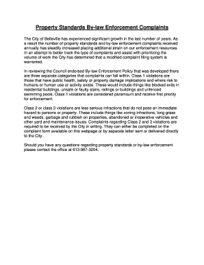 Property Standards By-law Enforcement Complaint Form