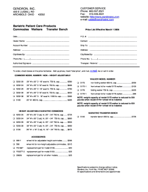 Bariatric Patient Care Products Price List
