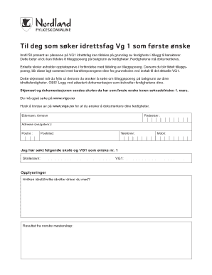 Norwegian Sports VG1 Application Form