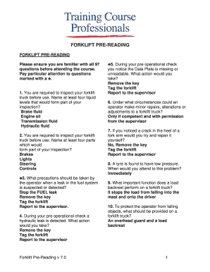 Forklift Pre-Reading Test