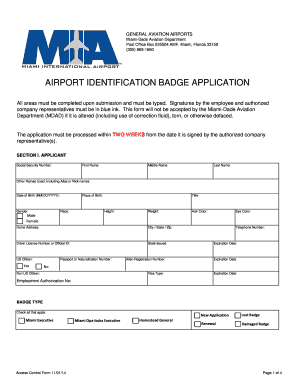Miami-Dade Airport Identification Badge Application