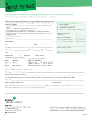 Girl Scout Financial Assistance Application