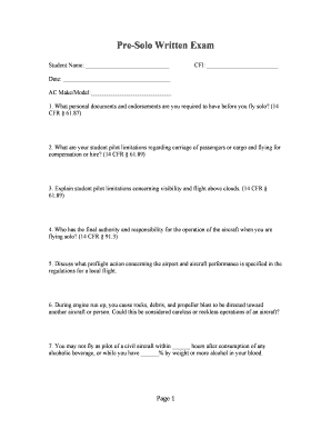 Pre-Solo Written Exam