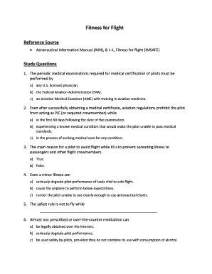 Fitness for Flight Study Questions