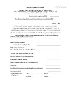 West Virginia Petition for Reassessment