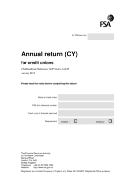 UK Credit Union Annual Return Form
