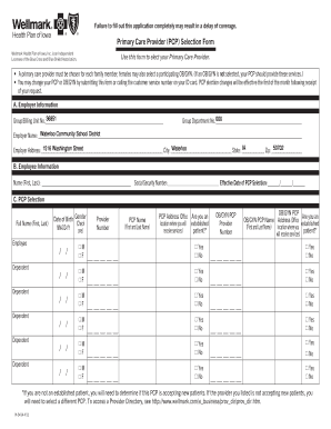 Primary Care Provider Selection Form