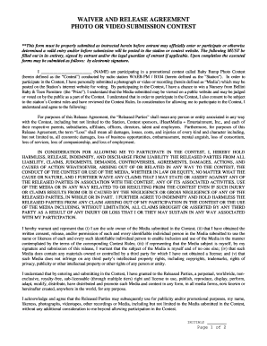 Photo Submission Contest Waiver and Release Agreement