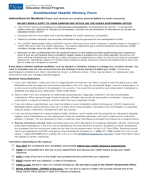 UCEAP Confidential Health History Form