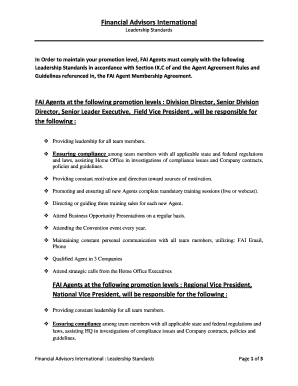 Financial Advisors International Leadership Standards