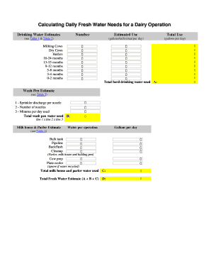 Dairy Operation Water Needs Calculator