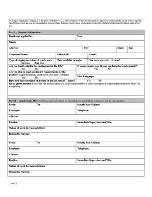 BistroCo Employment Application Form