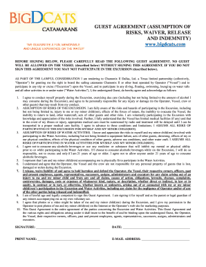 Guest Agreement for Water Excursion