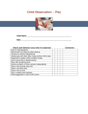 Child Observation Play Form