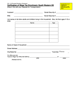 Parental Residency Statement