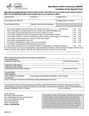 New Mexico Health Connections Transition of Care Request Form