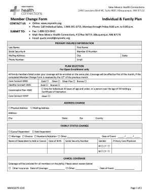 New Mexico Health Connections Member Change Form