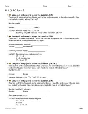 Unit 06 PC Form E Math Worksheet