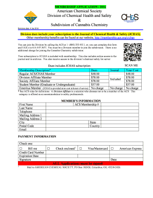 American Chemical Society Membership Application