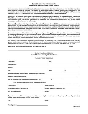 Earned Income Tax Registration Form