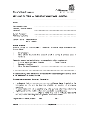 Mayor's Bushfire Appeal Application Form